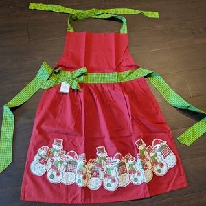 NWT Christmas Pier 1 Red Snowman Apron